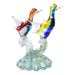 Vintage Large Barbini Murano Sommerso Italian Art Glass Birds Centerpiece