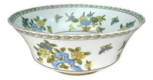 Vintage Japanese Green & White Porcelain Serving Bowl