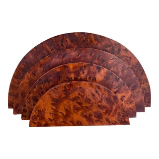 Vintage Art Deco Burl Wood Desk or Letter Sorter Semi-Circular DesignD For Sale