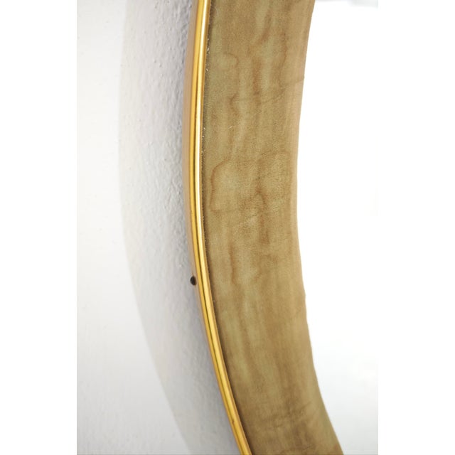 1950s Mid-Century Modern Oval Wall Mirror in Brass and Velvet, 1960s For Sale - Image 5 of 10