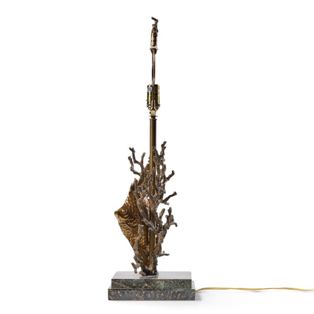 Brass Late 20th Century Theodore Alexander Brass Fish and Coral Table Lamps - Pair For Sale - Image 8 of 11