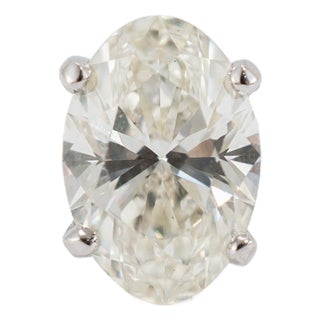 14k White Gold Gia 3.02ct Oval Cut Natural Diamond Solitaire Engagement Ring, Size 6.5 For Sale