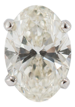 14k White Gold Gia 3.02ct Oval Cut Natural Diamond Solitaire Engagement Ring, Size 6.5