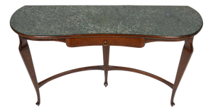 Wall Console Table in Brass and Green Marble by Guglielmo Ulrich, 1940s