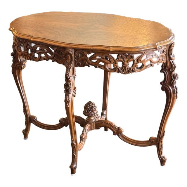 Italian Hand Carved Walnut Side Table For Sale