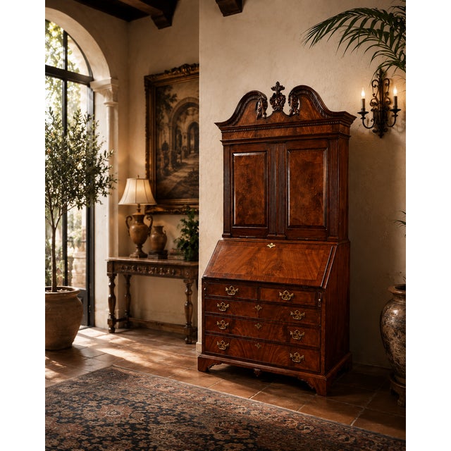 A spectacular Spanish Colonial secretary desk designed by the legendary Mexican designer Alfonso Marina. It features...