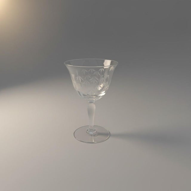 Transparent Mid 20th Century Mid Century Modern Sasaki Noritake Bamboo Etched Crystal Cordial Liqueur Dessert Glasses - Set of 11 For Sale - Image 8 of 10