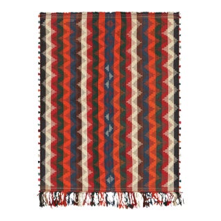 Vintage Turkish Kilim With Polychromatic Chevrons & Stripes, From Rug & Kilim For Sale