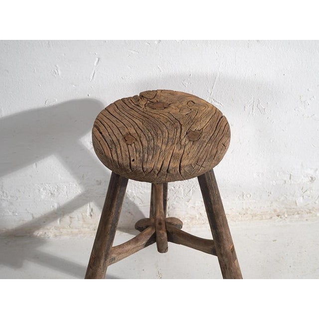 Rustic Vintage Primitive Stool, 1920 For Sale - Image 3 of 9