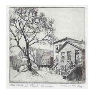 1930s Hubert Morley Chicago Chestnut Street Etching For Sale