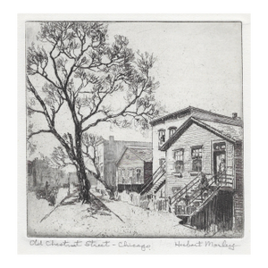 1930s Hubert Morley Chicago Chestnut Street Etching