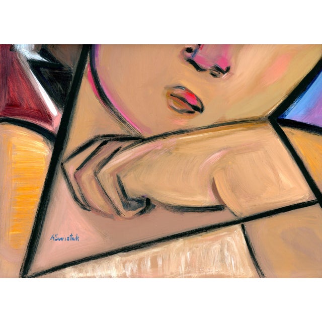 Contemporary Venetian, Cubist Abstract Portrait Oil Painting by Alexandra Swistak For Sale - Image 3 of 7