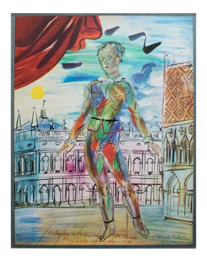 1940s After Raoul Dufy "Venetian Harlequin", First Edition Period Swiss Photogravure