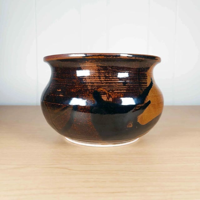 Late 20th Century Glazed Studio Art Pottery Bowl Planter Earthenware Handmade Shoji Hamada Style For Sale - Image 5 of 10
