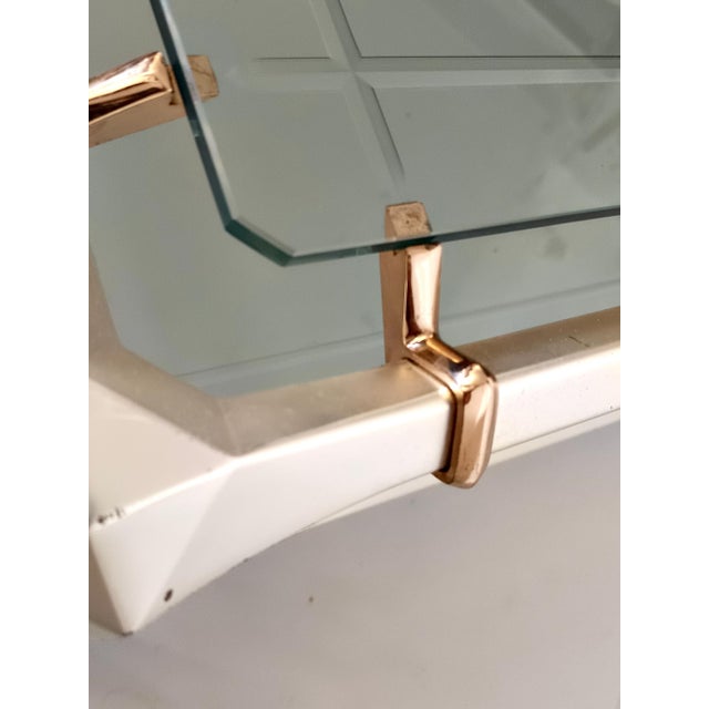 Rectangular Engraved Crystal and White Metal Coffee Table with Lower Shelf, 1990s For Sale - Image 11 of 14