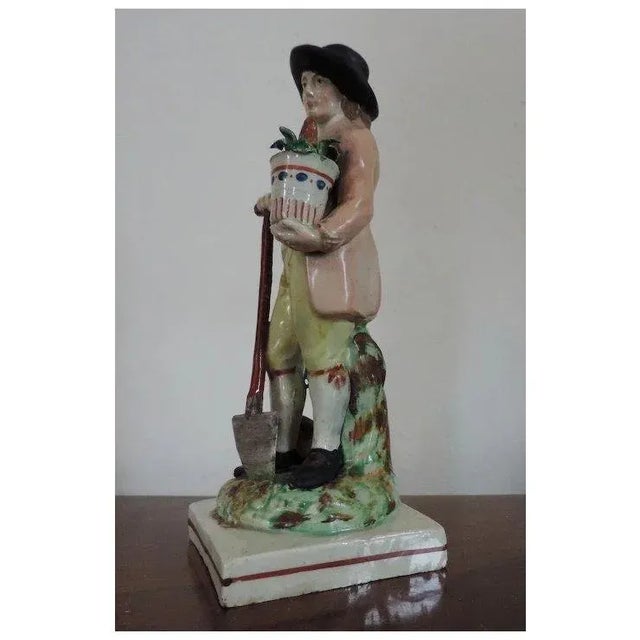 Antique 18th Century Staffordshire Pearlware Figure of a Gardener For Sale In New York - Image 6 of 11