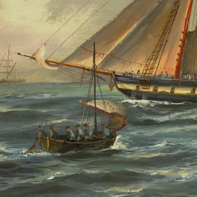 Accurate reproduction of the original oil painting by Buttersworth, this antiqued oil painting reproduction print on...