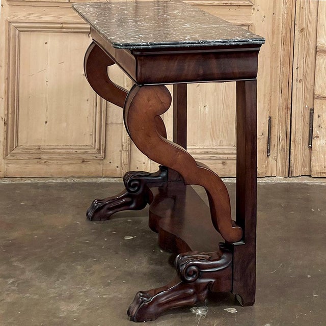 19th Century French Louis Philippe Period Mahogany Marble Top Console For Sale - Image 16 of 18
