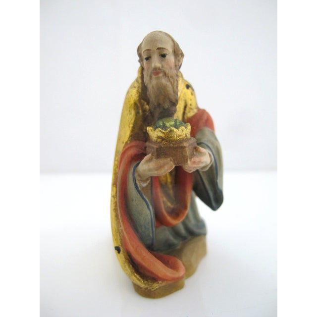 ANRI Anri Italy Ulrich Bernardi Wiseman King Melchior Gilt Wood Nativity Figurine For Sale - Image 4 of 8