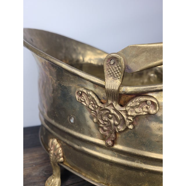 Late 20th Century Ornate Footed Brass Scuttle Cachepot For Sale - Image 11 of 12