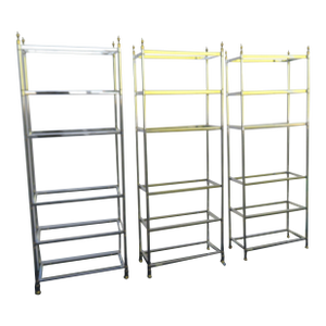 Boeing Company Chrome and Glass Display Shelving Etageres Set of Three 9640