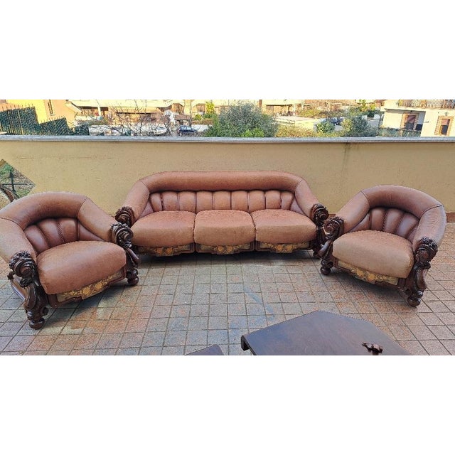 Wood Vintage Italian Living Room Set, 1970s, Set of 3 For Sale - Image 7 of 7