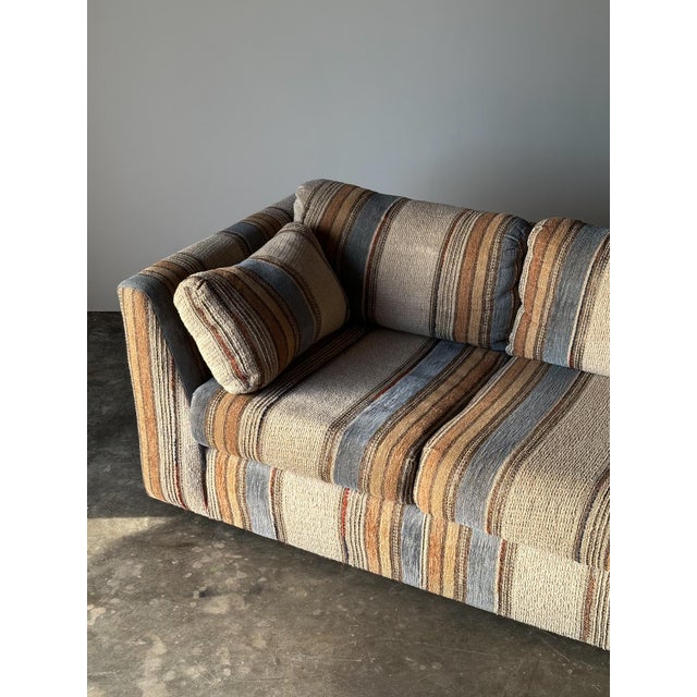 1970s 1970s Striped Woven Upholstery Three-Seat Sofa For Sale - Image 5 of 18
