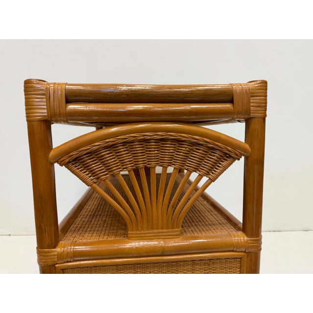 Vintage Coastal Rattan Bar Cart For Sale In Miami - Image 6 of 9
