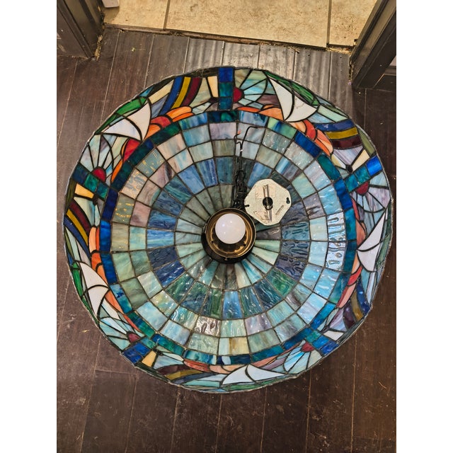 Nautical Late 20th Century Tiffany Style Hanging Lamp Shade For Sale - Image 3 of 3