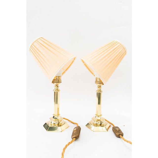 Small Art Deco Table Lamps with Fabric Shades, Vienna, Austria, 1920s, Set of 2 For Sale - Image 4 of 17