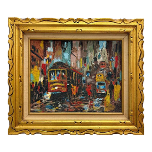 Abstract Lee Colber San Fransisco Street Car Oil Painting, Impasto Techniques