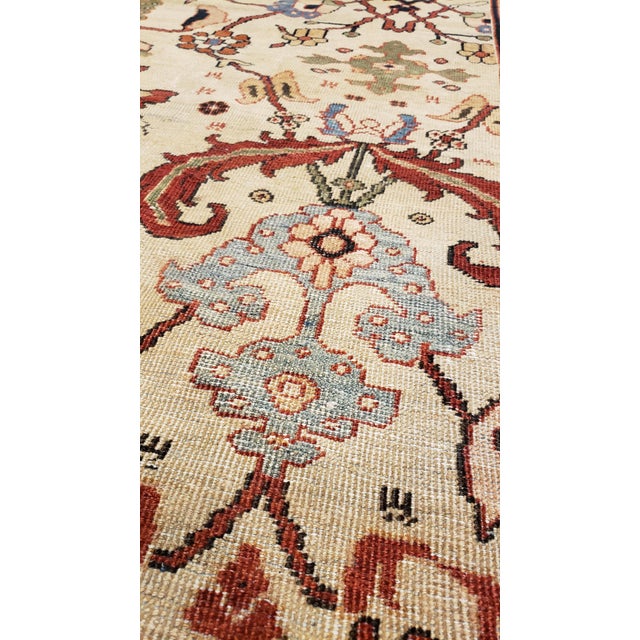 Antique Persian Sultanabad Carpet Ivory, Red, Light Blue, and Green For Sale - Image 15 of 18