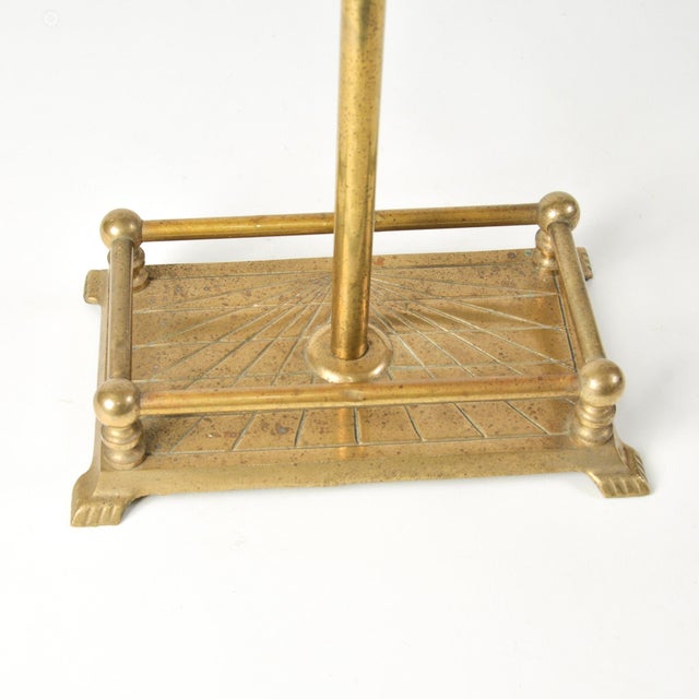 Vintage Brass Fireplace Tool Set 4-Piece Set With Art Deco Stand For Sale - Image 12 of 15