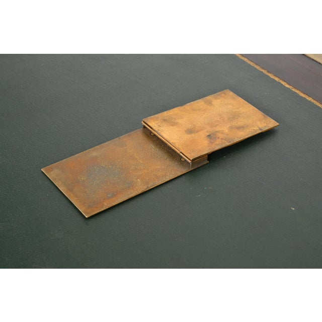 Metal Tiffany Studios New York Art Deco 'Greek Key' Bronze Doré Notepad Holder Desk Accessory For Sale - Image 7 of 13