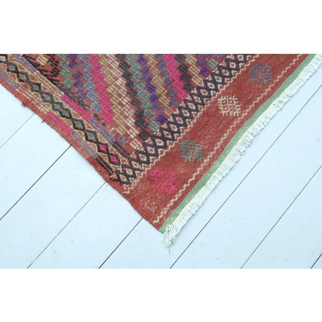 1960s Turkish Sardes Nomad's Kilim Embroidered Rug For Sale - Image 5 of 13