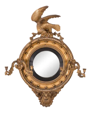 Regency Giltwood Convex Girandole Mirror