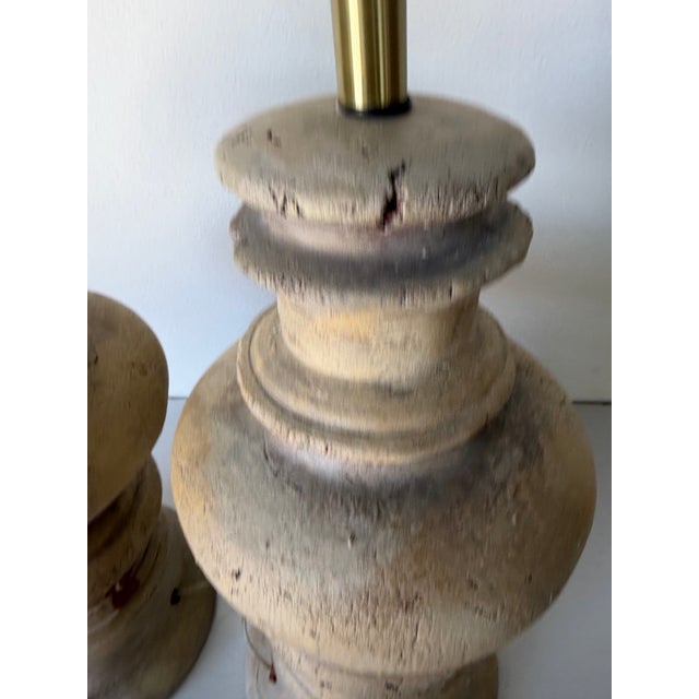 Brown 1980’s Vintage Handmade Organic Terracotta Table Lamps – A Pair For Sale - Image 8 of 12