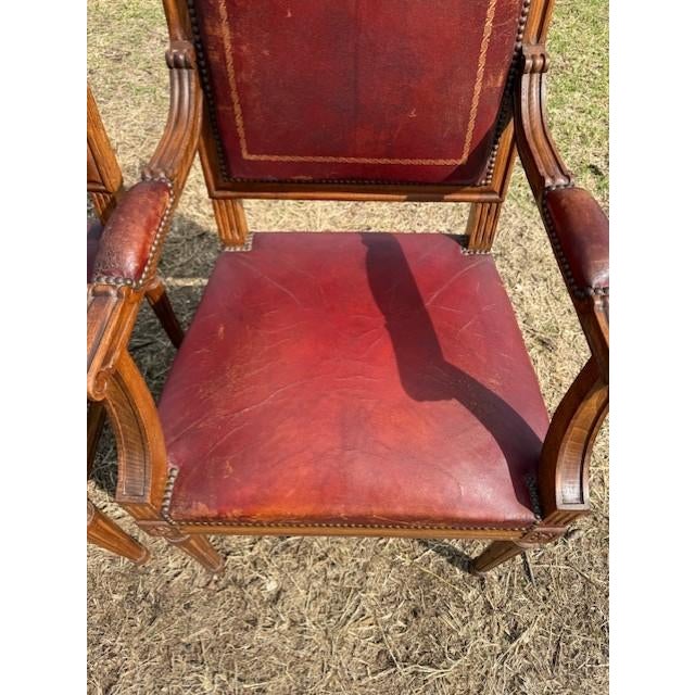 Large 19th Century Leather French Louis XVI Bergere or Armchair- A Pair For Sale - Image 14 of 16