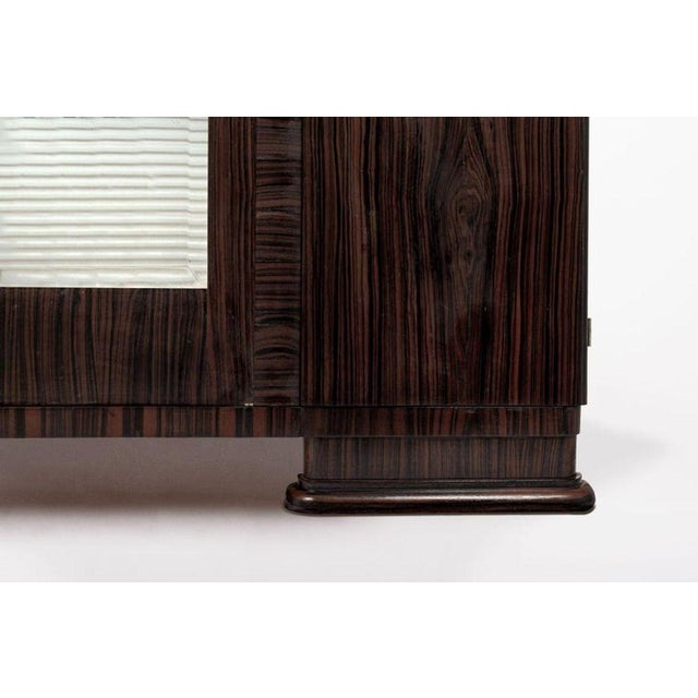Antique French Art Deco Macassar Ebony Wood Wardrobe Armoire Cabinet, 1940s For Sale In Detroit - Image 6 of 12