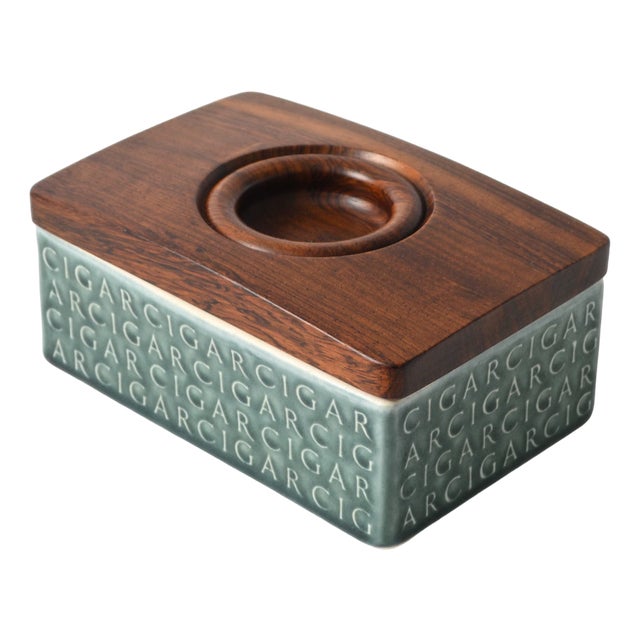 Danish Rosewood and Ceramic Cigar Box by Jens Harald Quistgaard for Kronjyden, 1960s For Sale