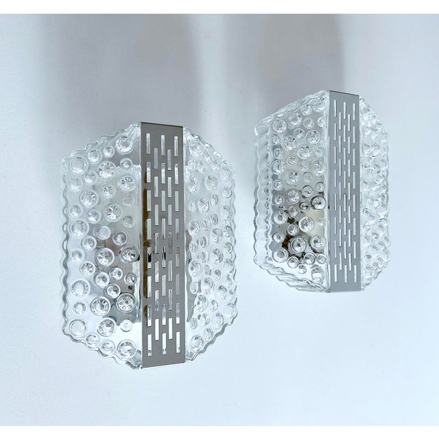 Vintage Bubble Glass and Chrome Sconces, 1970s, Set of 2 For Sale - Image 9 of 18