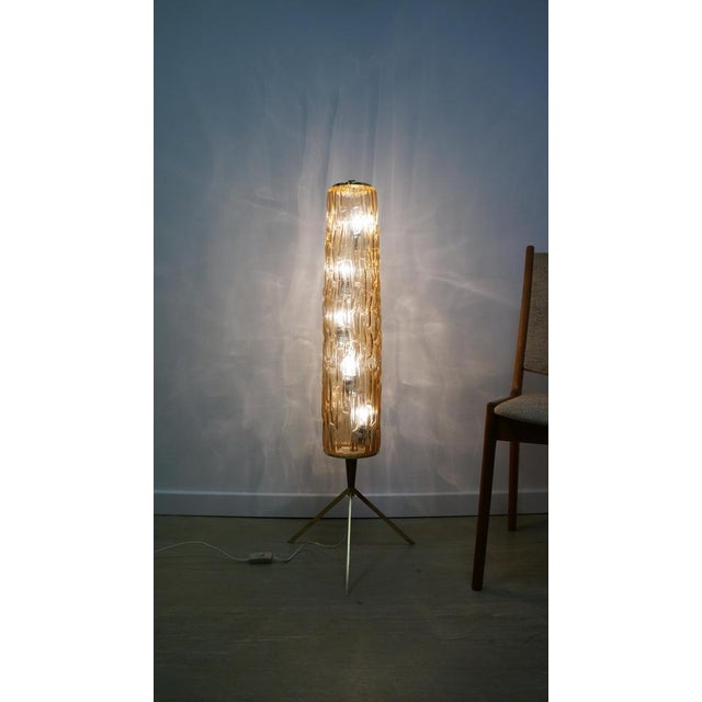 Brown Brass and Glass Tripod Floor Lamp by Rupert Nikoll, 1960s For Sale - Image 8 of 11