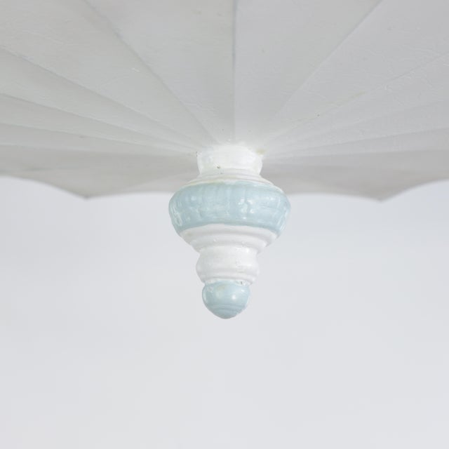 Metal Vintage Handmade White and Light Blue Iron 8-Light Pendant Chandelier For Sale - Image 7 of 13