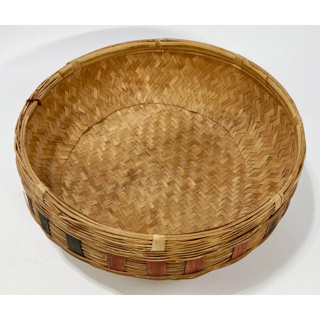 Boho Chic Jumbo Vintage Handmade Woven Grain Basket For Sale - Image 3 of 7
