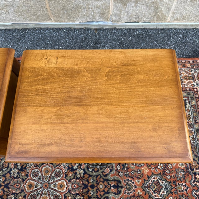 Vintage Pennsylvania House Rustic Traditional Solid Maple Tiered 1 Drawer Nightstands - A Pair For Sale - Image 9 of 17