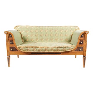 Antique Biedermeier Style Inlaid and Paint Decorated Sofa Settee For Sale