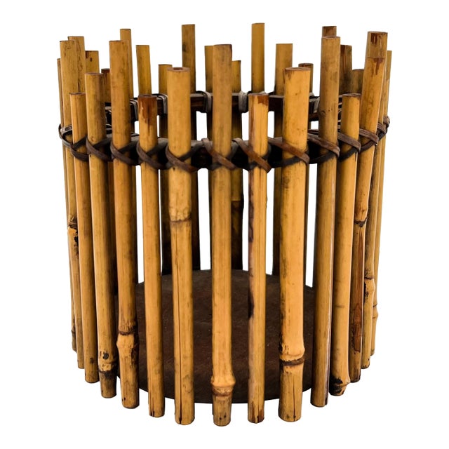 Vintage Bamboo Planter / Cachepot in the Style of Gabriella Crespi - Bohemian, Hollywood Regency, Organic Modern For Sale