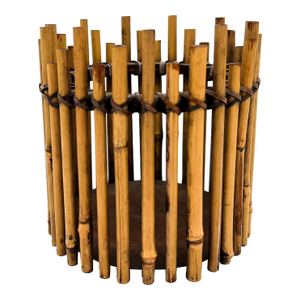 Vintage Bamboo Planter / Cachepot in the Style of Gabriella Crespi - Bohemian, Hollywood Regency, Organic Modern