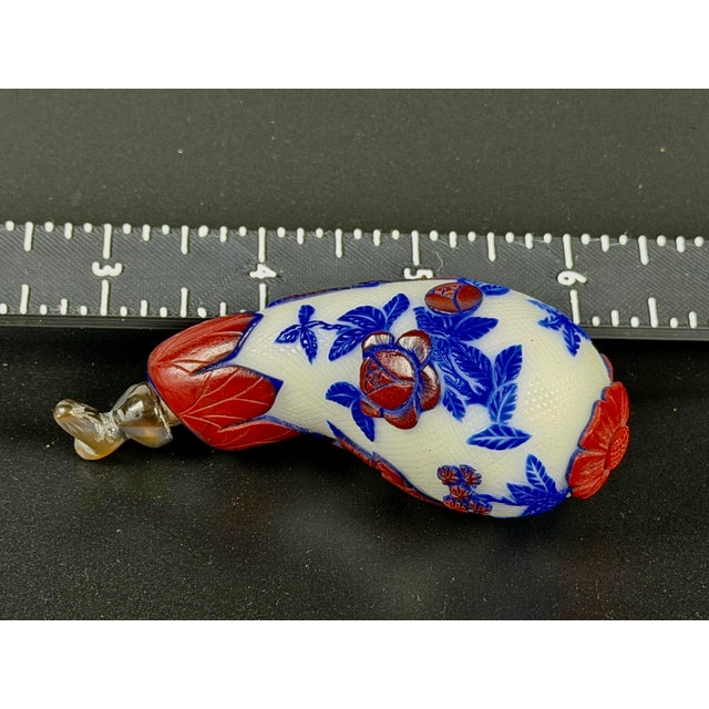 Glass Early 20th Century Chinese Hand Carved Multi-Color Peking Glass Eggplant Snuff Bottle - Layered Relief For Sale - Image 7 of 7