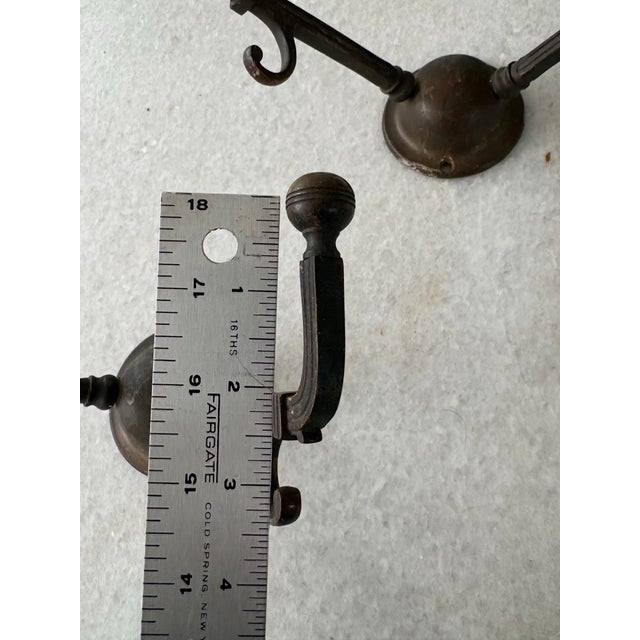 Late 19th Century Antique Bronze Double Arm Hall Wall Hooks. Set of Two For Sale - Image 5 of 8
